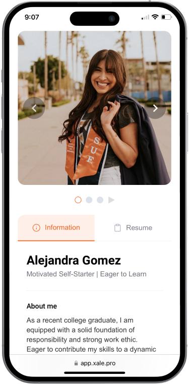 Xalé Dynamic Profile Screenshot